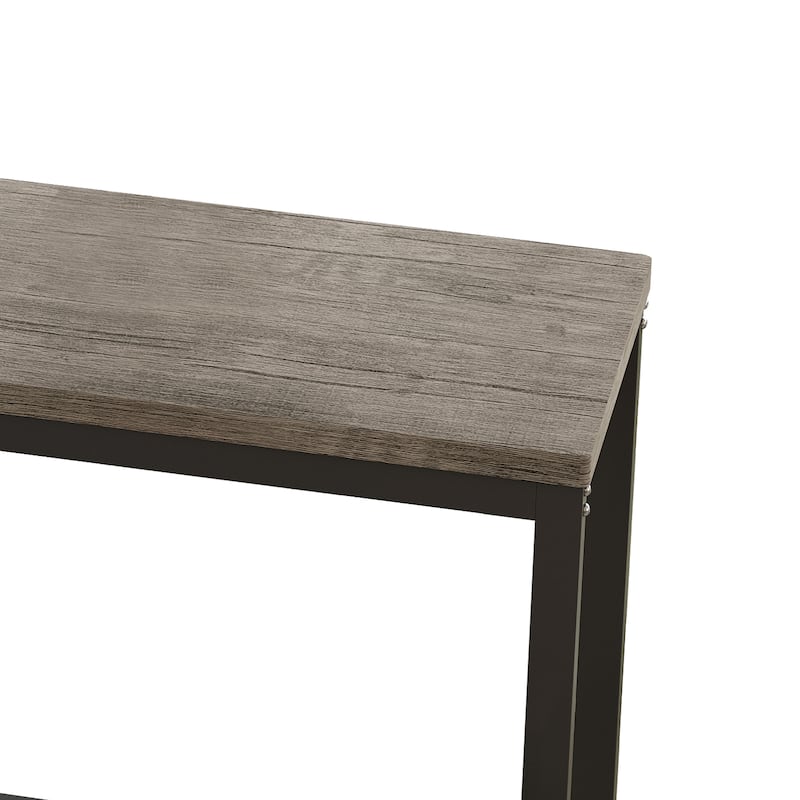 Long Dining Table Set with 3 Stools Pub Kitchen Set Side Table with Footrest