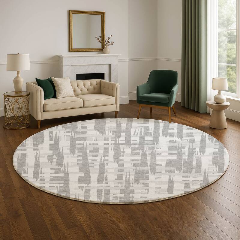 Premium Washable Super Soft Contemporary Plaid Mayfield Rug - Gray - 8' x 8'