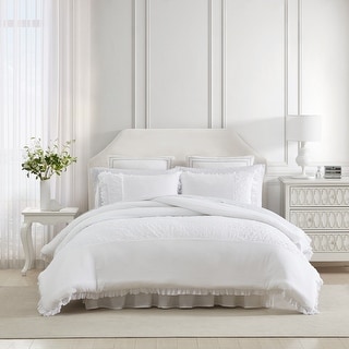 Laura Ashley Eyelet Ruffle White Microfiber Comforter Set