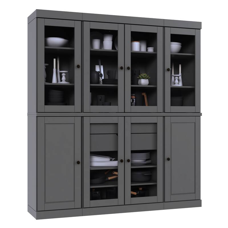 Palace Imports 100% Solid Wood Pantry Cabinet, 2 Drawers, Adjustable Shelves, 65" Wide, 71.5" Tall - 65" x 71.5"