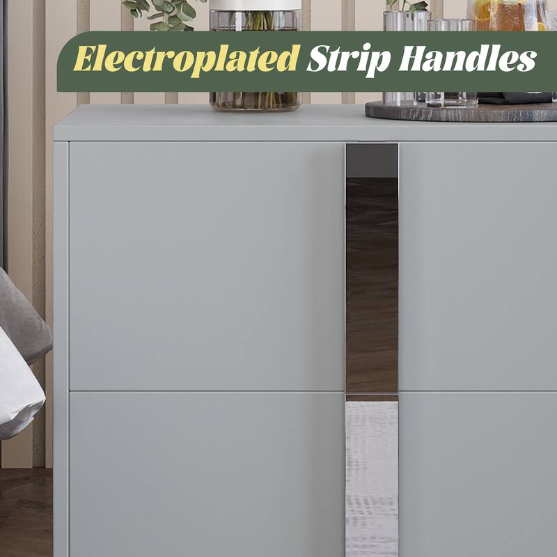 Modern End Table with Drawers, Elegant Nightstand with Metal Foot,Wood Bedside Table with Mirrored Metal Handles