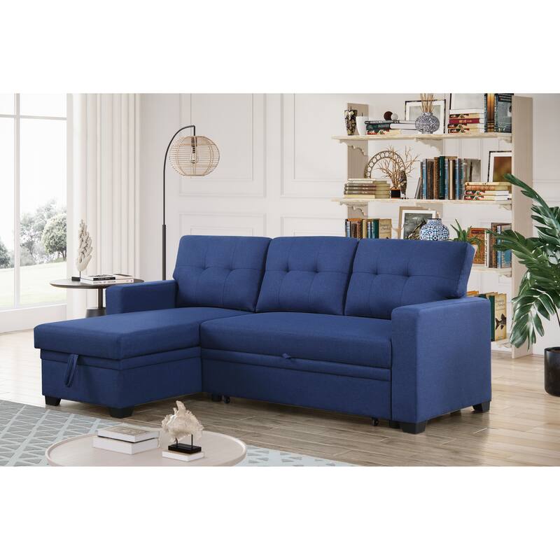 Convertible Upholstered Sectional Sofa With Pull-Out Chaise