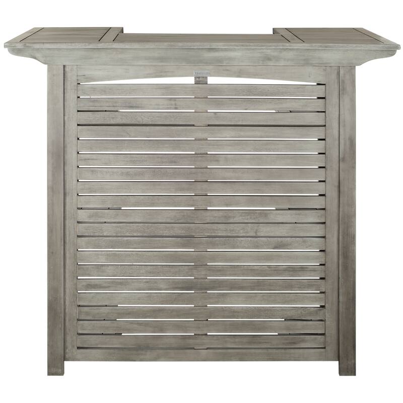SAFAVIEH Outdoor Kaiya Wood 3-Shelf Bar Table - 27Wx46Dx42H