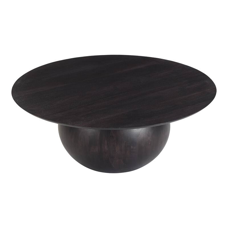 NADAAL STUDIOS Pia Coffee Table, Round, Solid Acacia Wood, Handcrafted, Natural Wood Grain & Knots, Small, Black