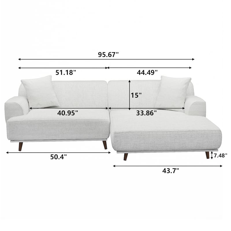 2-piece Sofa Couch Upholstered L-Shape Sectional Sofas Sets for Living Room