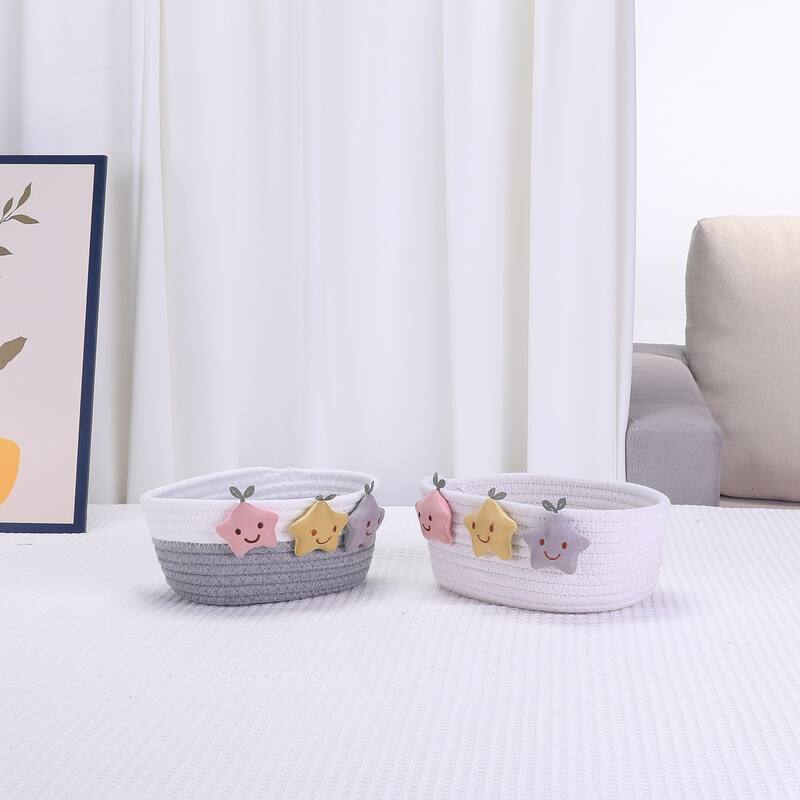 Woven Storage Basket, Star Shelf Closet Storage Bin for Entryway Desk Key Tray Bowl, Catchall Home Decor - 9*6*3in