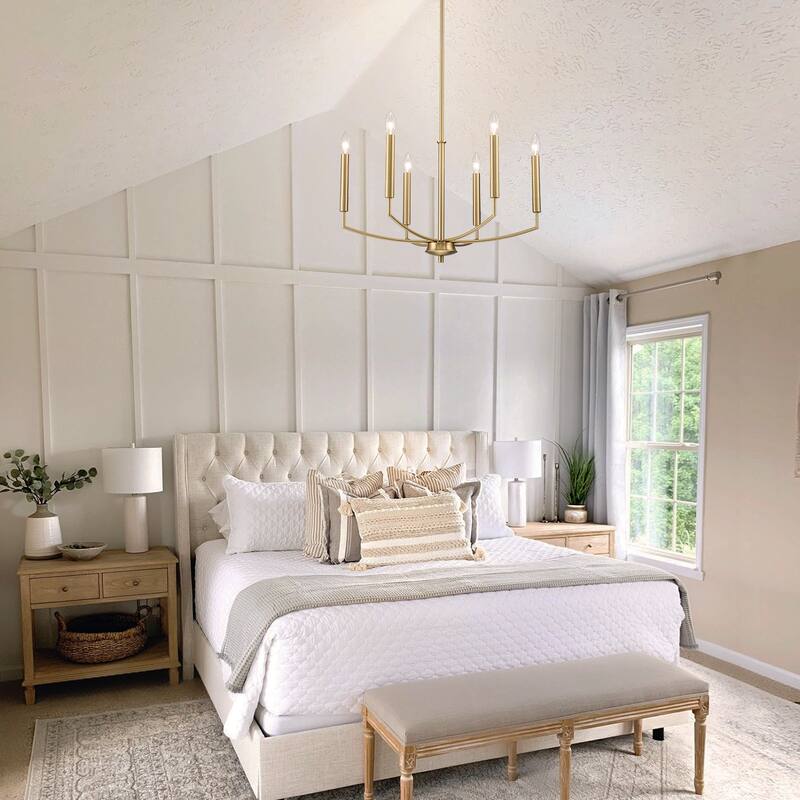 6-Light Farmhouse Chandelier for Dining Room Lighting Fixtures Hanging - W24.41"