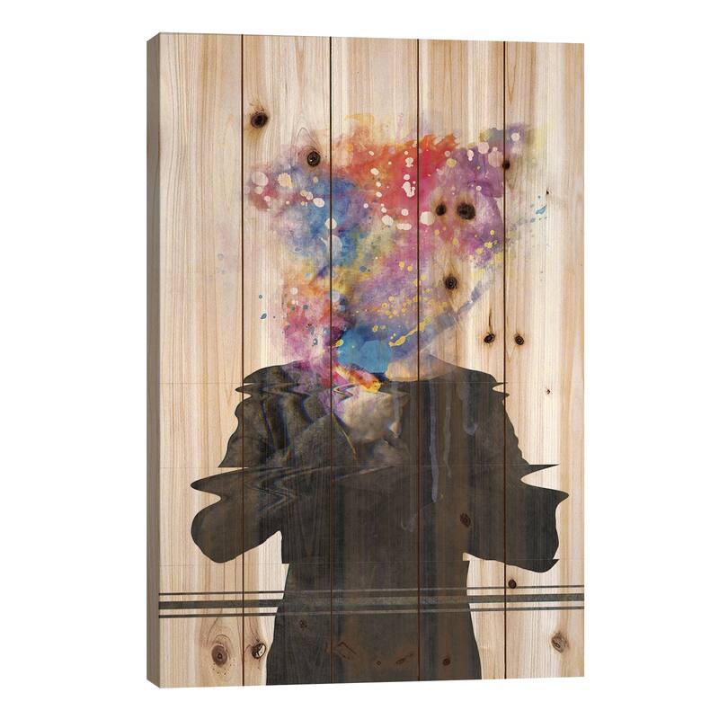 Glitch Mob Print On Wood by Dániel Taylor - Multi-Color - 26x18x1.5