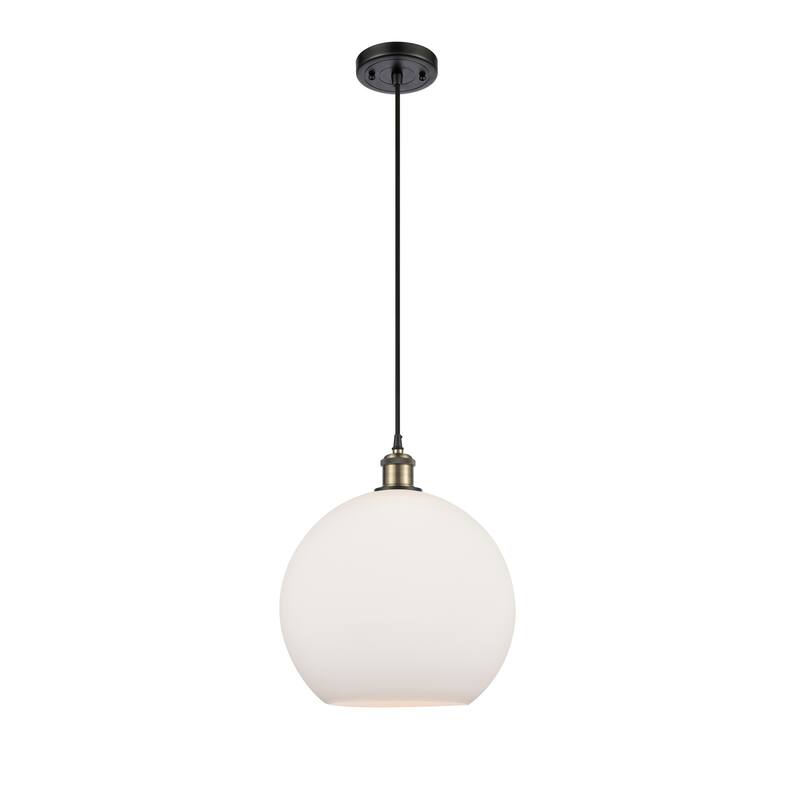 Innovations Lighting Ballston Athens 1 Light 12" Cord Hung Mini Pendant - Black Antique Brass/Matte White