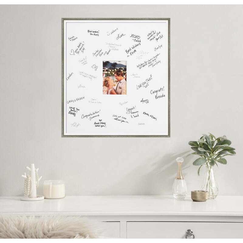 Lucie Signature Mat Picture Frame - Autograph Photo Frame Guest Book Alternative for Weddings, Graduations, or Retirement