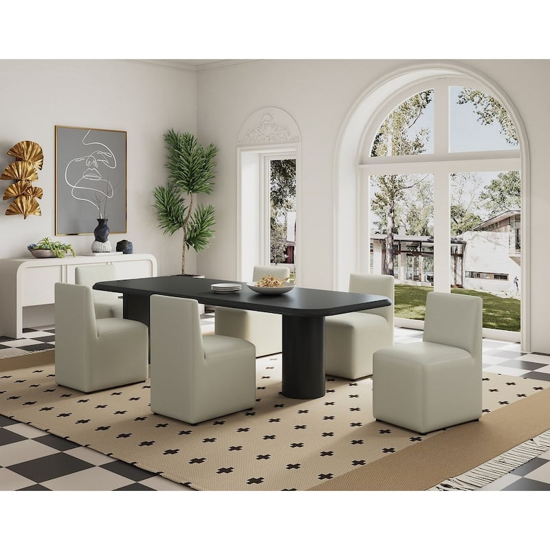 Manhattan Comfort Anna Modern Square Faux Leather Dining Chair - Stone Grey - Single