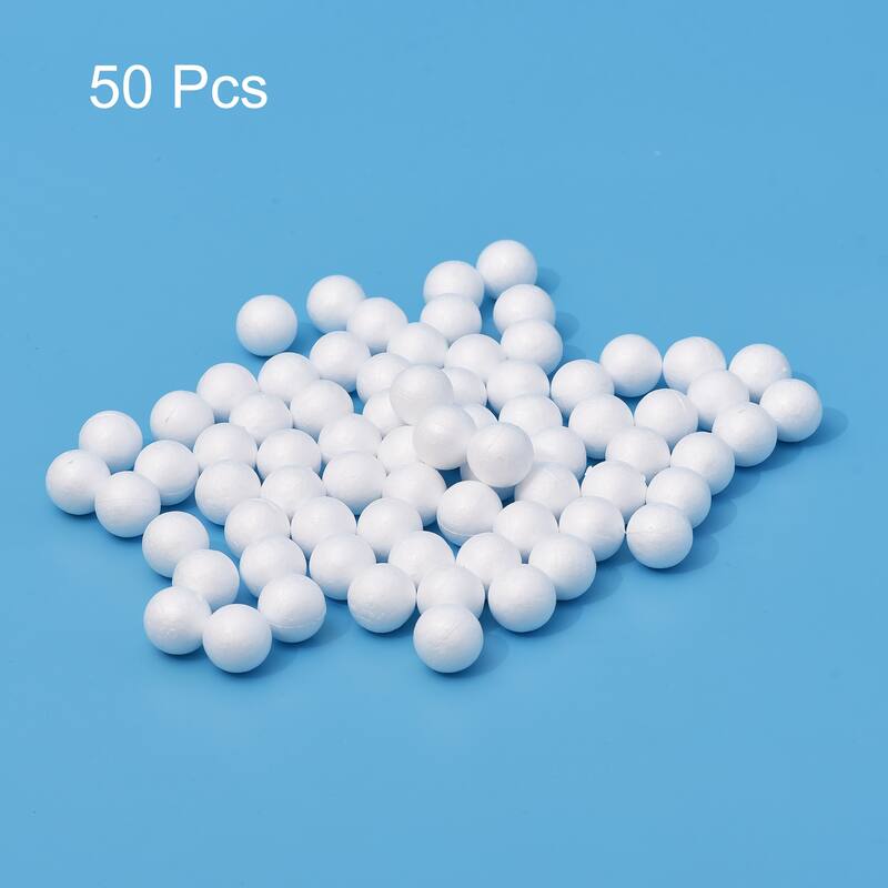 50Pcs 1.5" White Polystyrene Foam Solid Balls for Art and Party Decorations