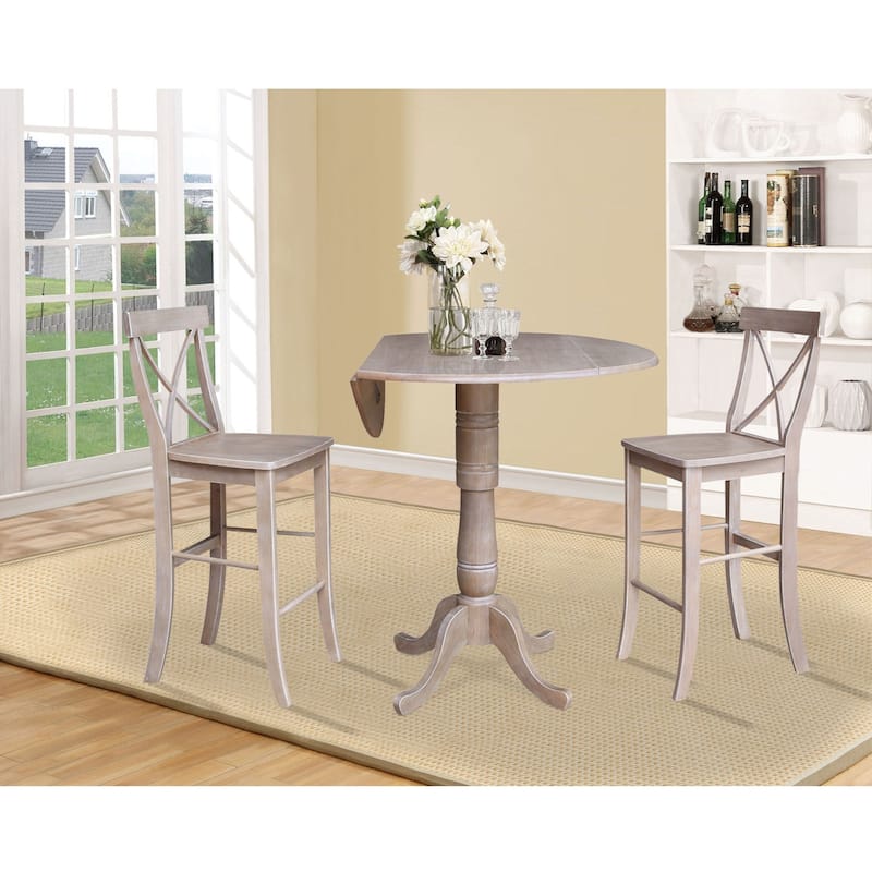 Round Pedestal Gathering Table Set with Stools - Kitchen Bar Counter Height Dining Table