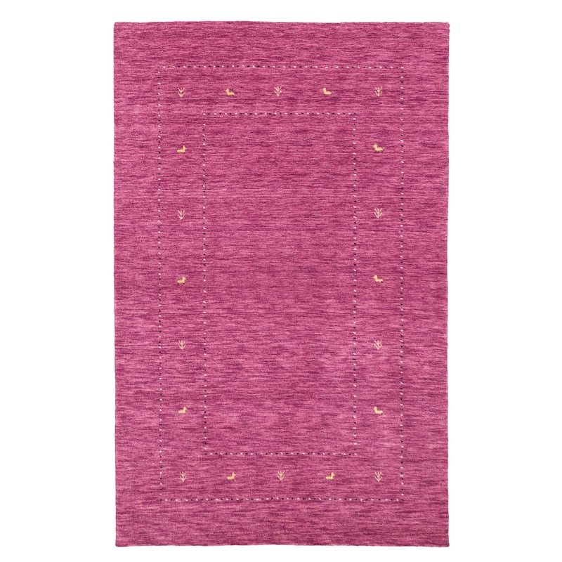 ECARPETGALLERY Hand Loomed Kashkuli Gabbeh Dark Magenta Wool Rug - 5'0 x 7'9