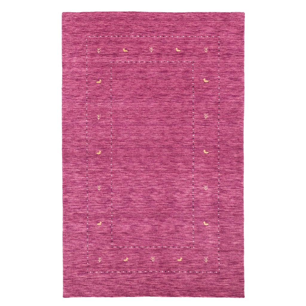 ECARPETGALLERY Hand Loomed Kashkuli Gabbeh Dark Magenta Wool Rug - 5'0 x 7'9