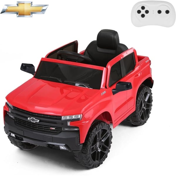 slide 2 of 28, Funtok RS03 12V Licensed Chevrolet Silverado Electric Ride On Car Truck Music LED W/ Remote Control Red