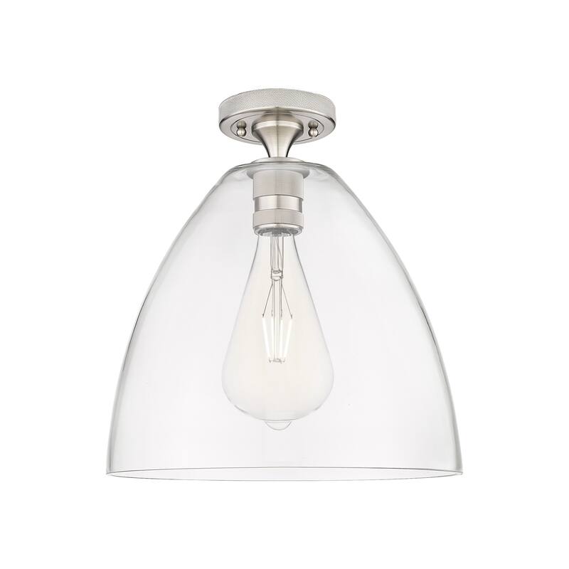 Innovations Lighting 434-1F-10-12 Crown Point Flush Dome Crown Point - Satin Nickel / Clear