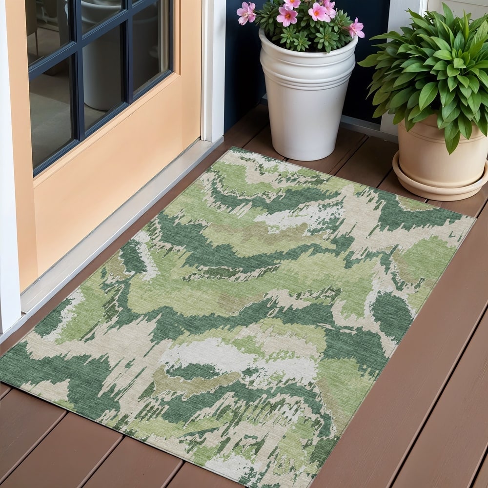 HomeRoots Abstract Transitional Rectangle Outdoor Rug