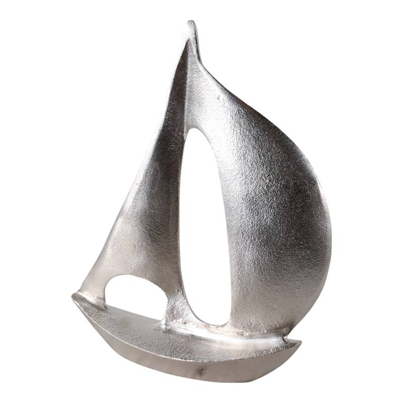 Metal Modern Coastal Sailboat Sculpture Decorative Accent - 13" Silver - 11" x 3" x 13.25"