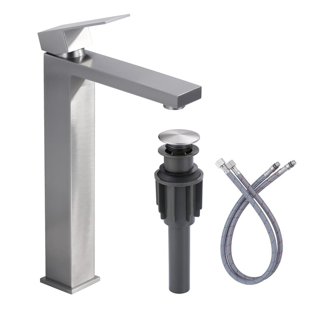 WOWOW Single Handle Single Hole High Arc Bathroom Vessel Faucet