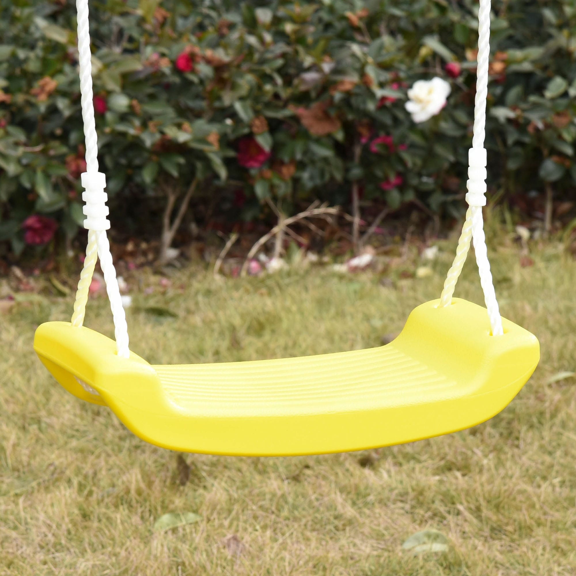 Childrens Kids Swing Seat Belt Hanging With Hook Outdoor Garden Bench Yellow 