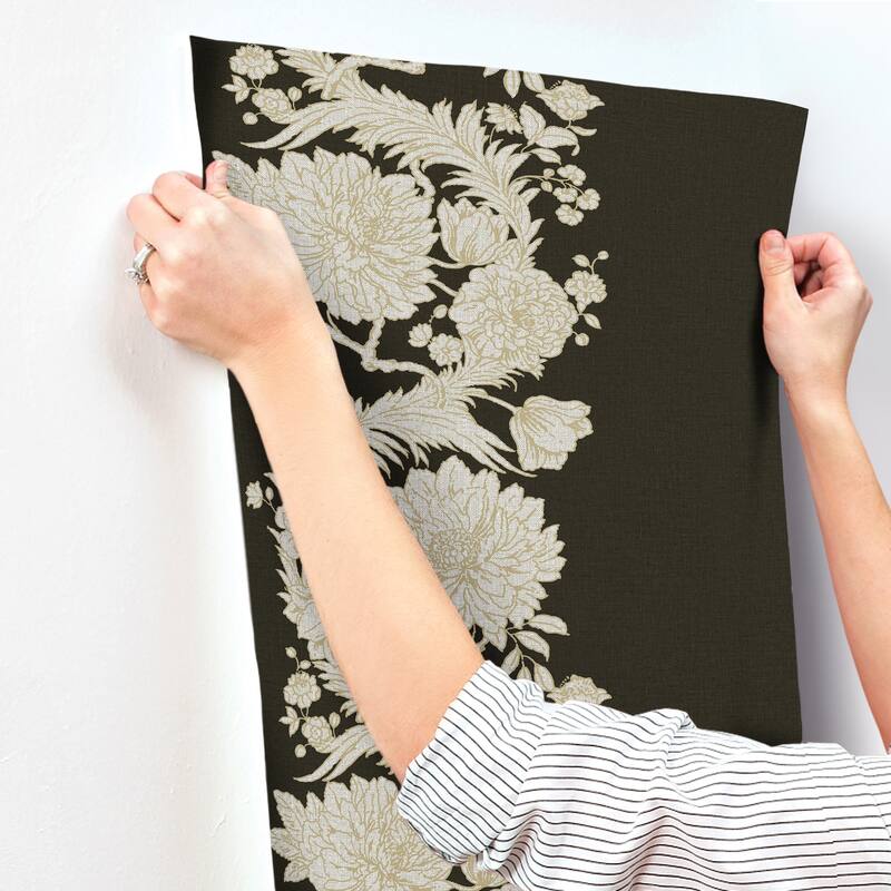 Chris Loves Julia x A-Street Prints Gisela Black Floral Columns Wallpaper