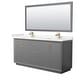 preview thumbnail 36 of 45, Strada 72-Inch Double Vanity Set, Cultured Marble Top, 70-Inch Mirror Dark Gray, Bronze Trim,Carrara Cultured Marble Top