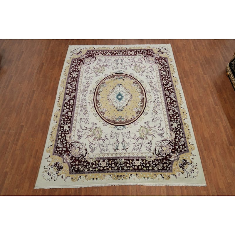 Victorian Style Aubusson Turkish Area Rug Machine-Made Carpet - 9'9" x 13'1"