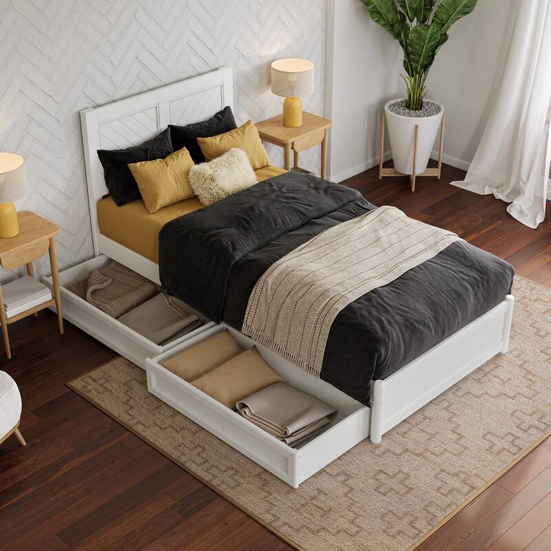 Clayton Platform Bed with Panel Footboard and Storage Drawers