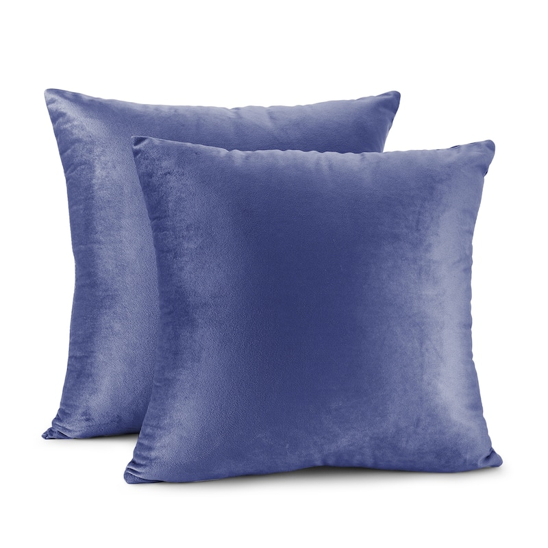 Porch & Den Cosner Microfiber Velvet Throw Pillow Covers (Set of 2) - 26" x 26" - Calm Blue
