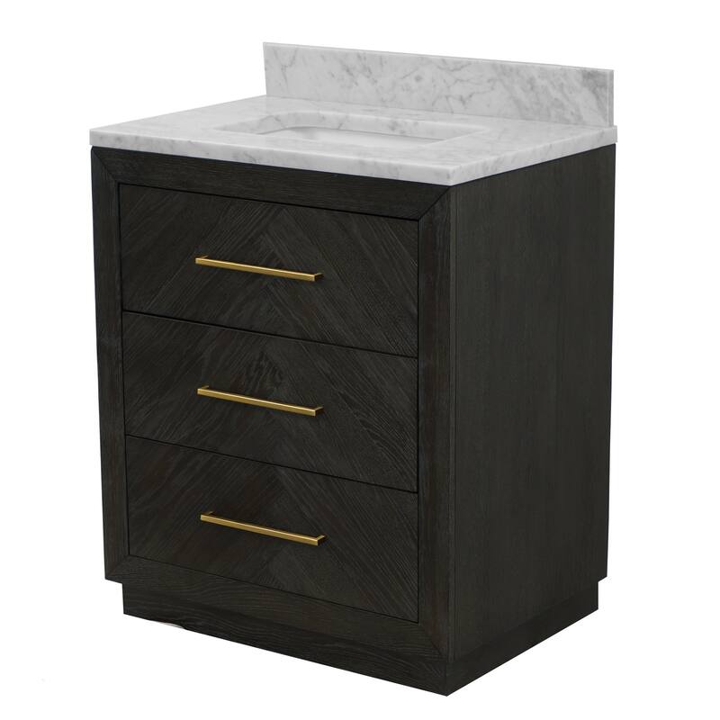 KitchenBathCollection Avery 30" Bathroom Vanity with Carrara Marble Top