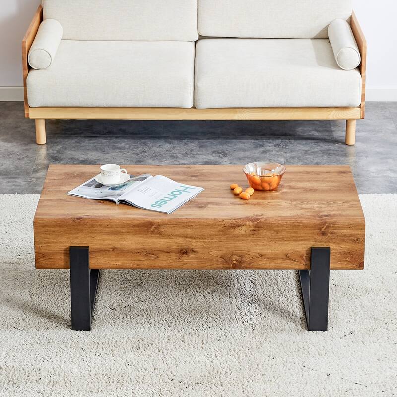Rectangle Coffee Table 47.24-Inch Modern Coffee Table Tea Table for Living Room, Home Wood Center Table