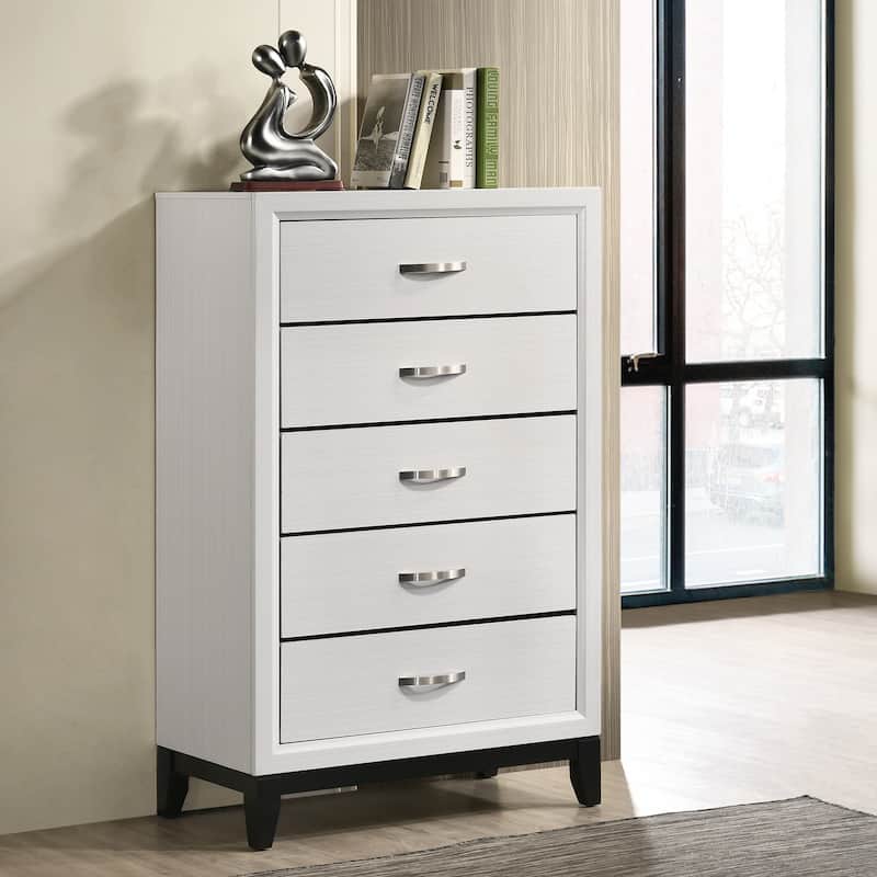 Roundhill Furniture Stout White Panel Deluxe 6-piece Bedroom Set