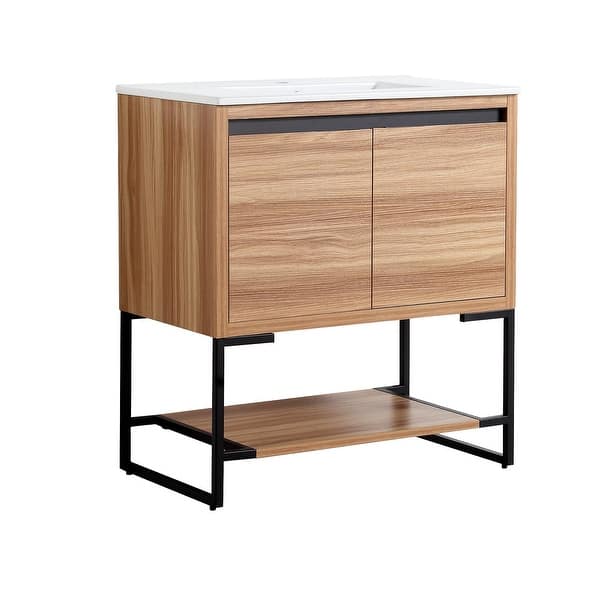 slide 1 of 45, Tellara 32" Freestanding Bathroom Vanity Set with Ceramic Top Yellow