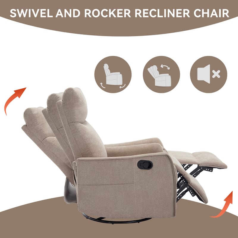 360° Swivel Rocker Recliner Chair with Massage and Lumbar Heating