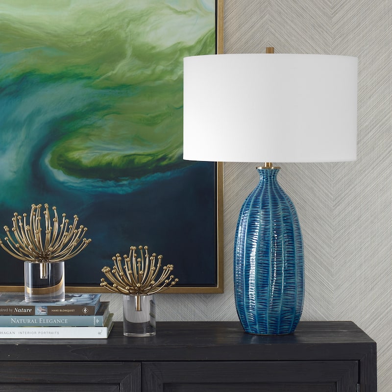 Uttermost Bixby Blue Table Lamp - 28.75" H X 17" W X 17" D
