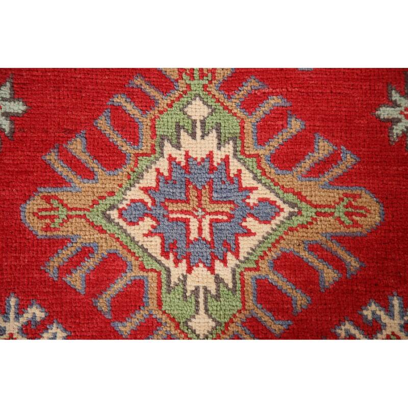 Traditional Kazak Accent Rug Handmade Geometric Wool Carpet - 3'4"x 5'0"