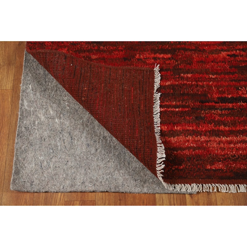Red Moroccan Oriental Rug Handmade Wool Carpet - 5'2" x 6'7"