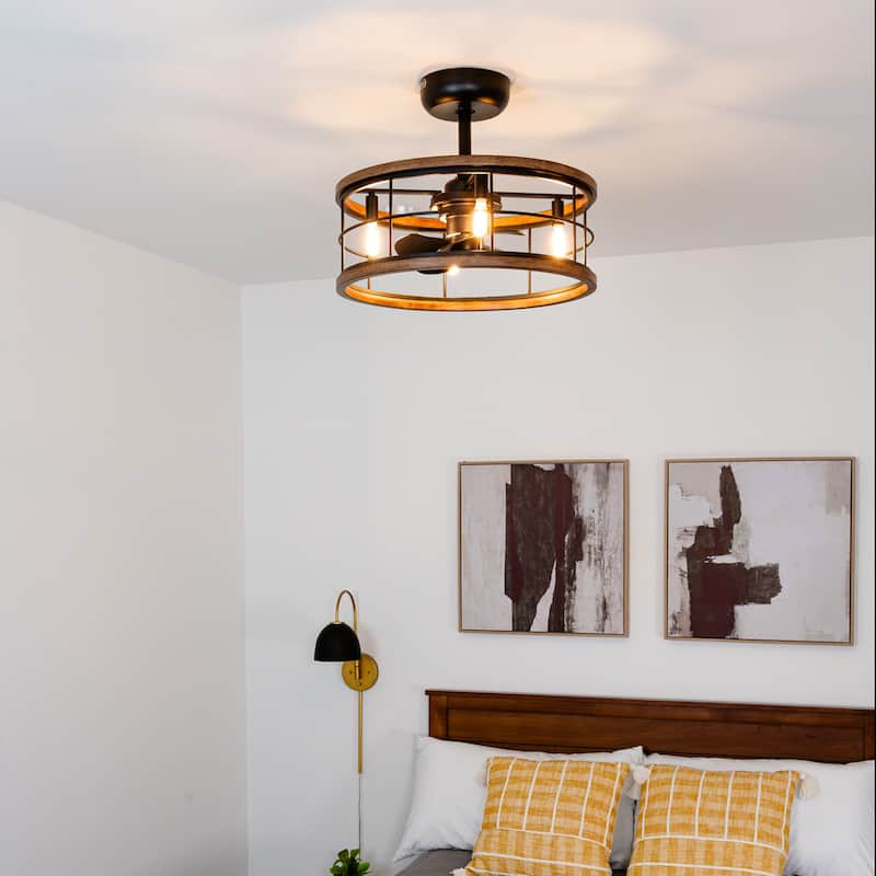 Hunter 22 inch Bridgette Fandelier Ceiling Fan w/ Light, Remote - Modern, Industrial, Farmhouse - Small Spaces