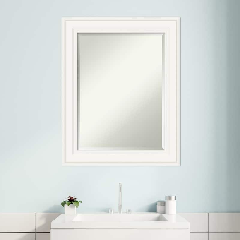 Beveled Bathroom Wall Mirror - Ridge White Frame - Ridge White