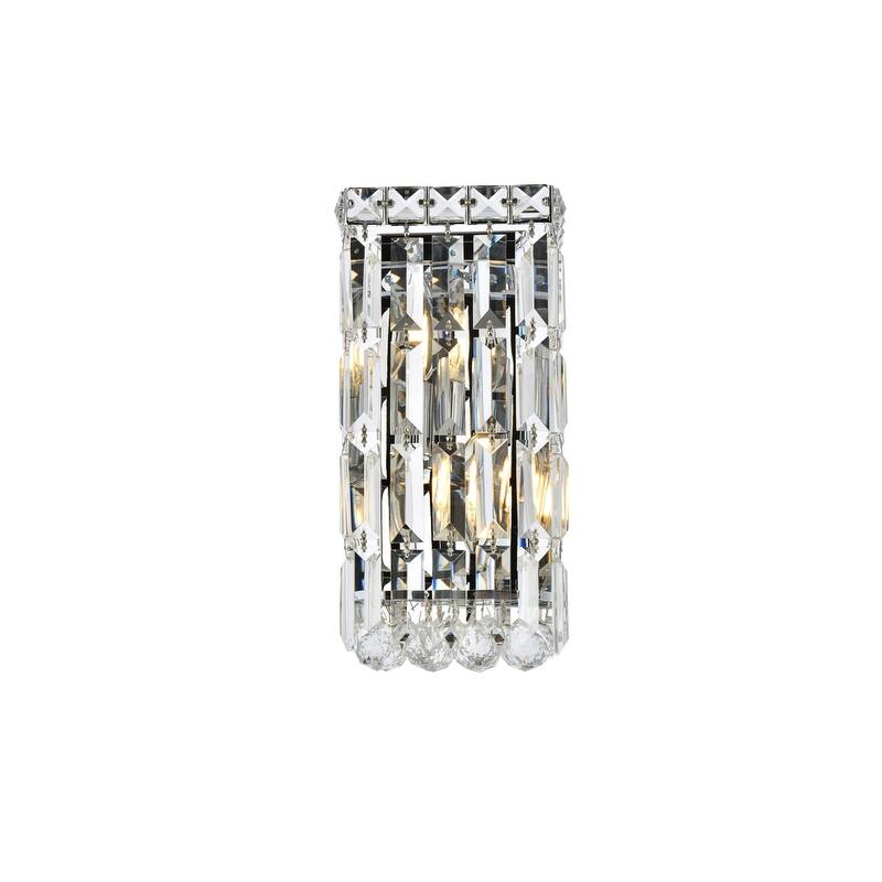 Fleur Illumination 2-light Chrome Wall Sconce - Chrome/Royal Cut Crystals
