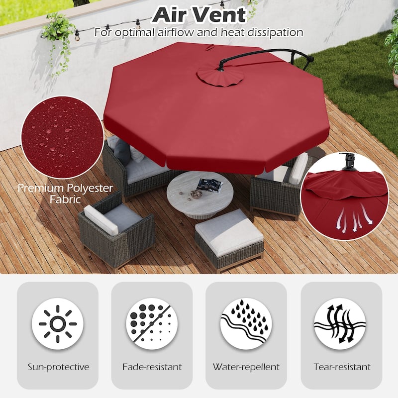 10FT Outdoor Cantilever Umbrella with Fade-Resistant Canopy Tilt Handle and Cover Included (Only Umbrella)