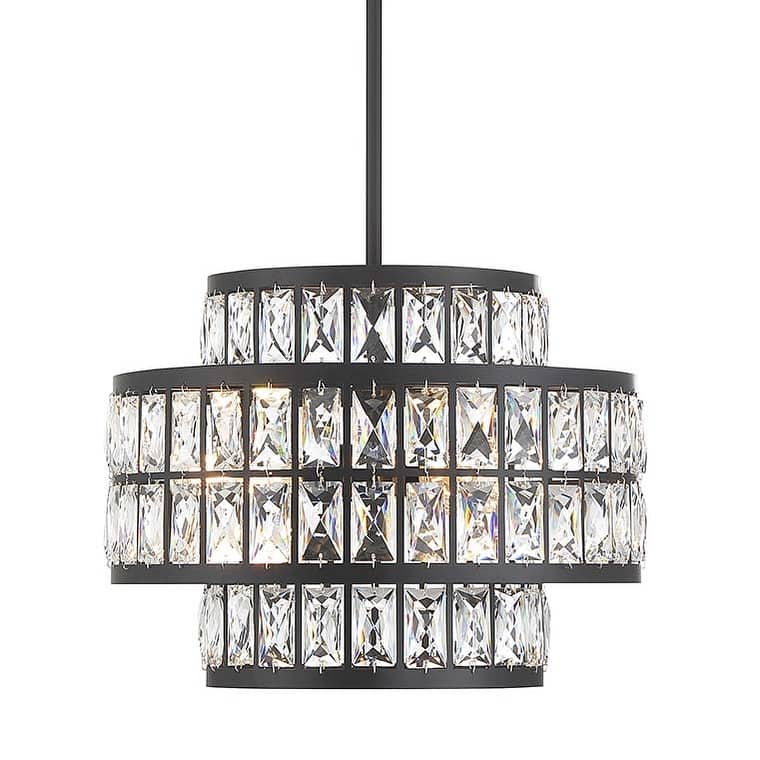 Savoy House 7-9044-3 Renzo 3 Light 16" Wide Crystal Pendant - Matte Black