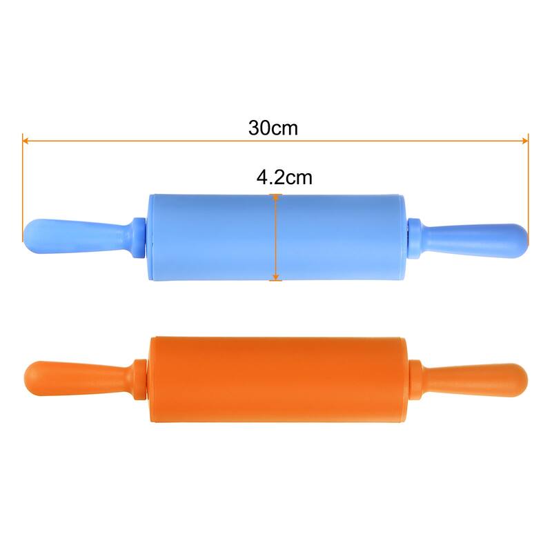 Silicone Rolling Pins for Baking 30cm x 4.2cm Blue & Orange - Blue & Orange - Blue & Orange