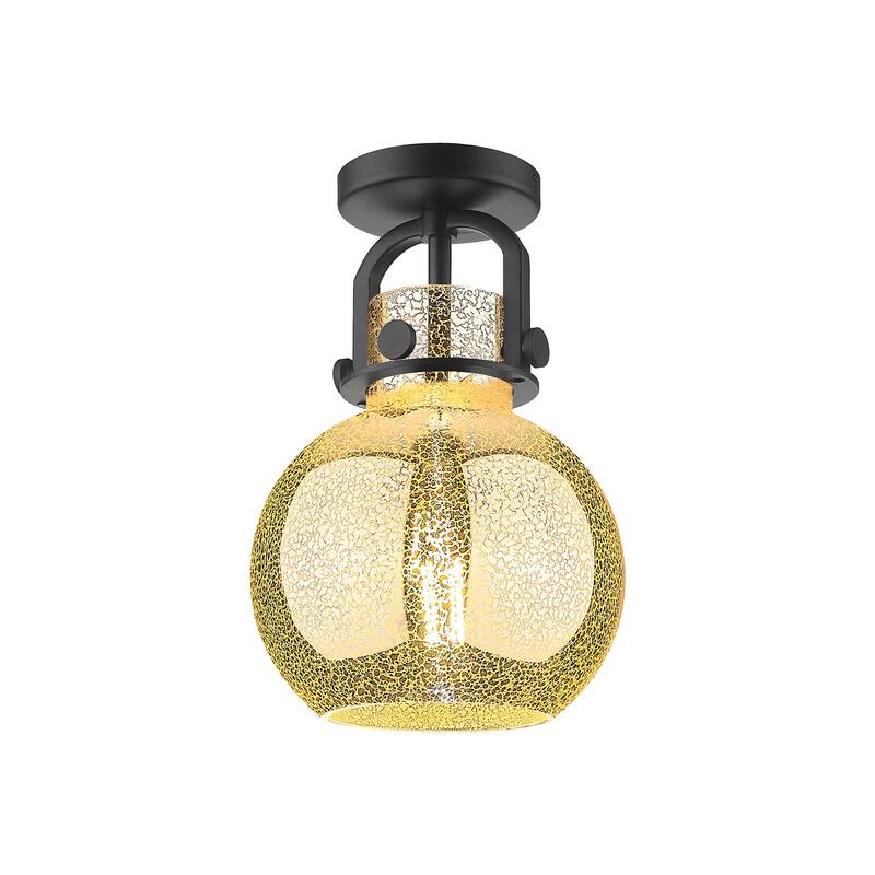 Innovations Lighting 410-1F-12-8 Newton Sphere Flush Mount Newton - Matte Black / Mercury