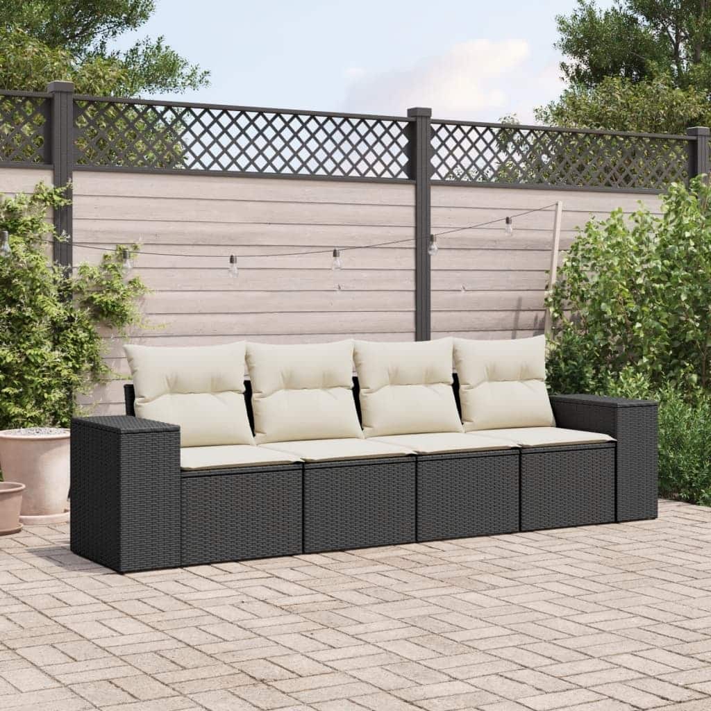 vidaXL Garden Sofa Set Black, Cream white - 24.4 x 32.7 x 27.2