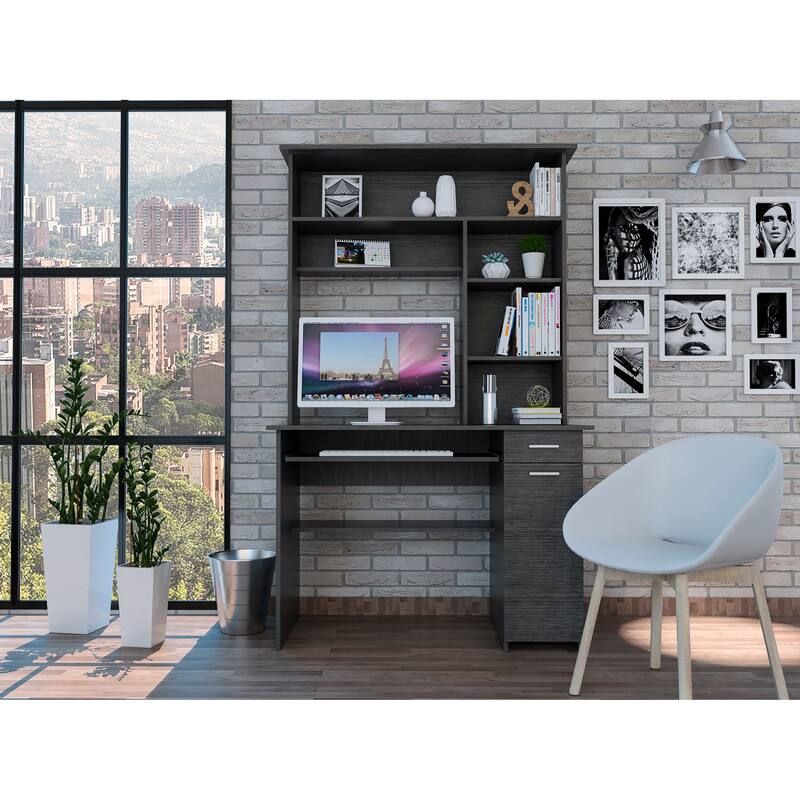 Aberdeen 2-Drawer 7-Shelf Computer Desk with Hutch