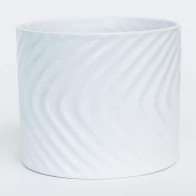Glazed White Swirl Planter