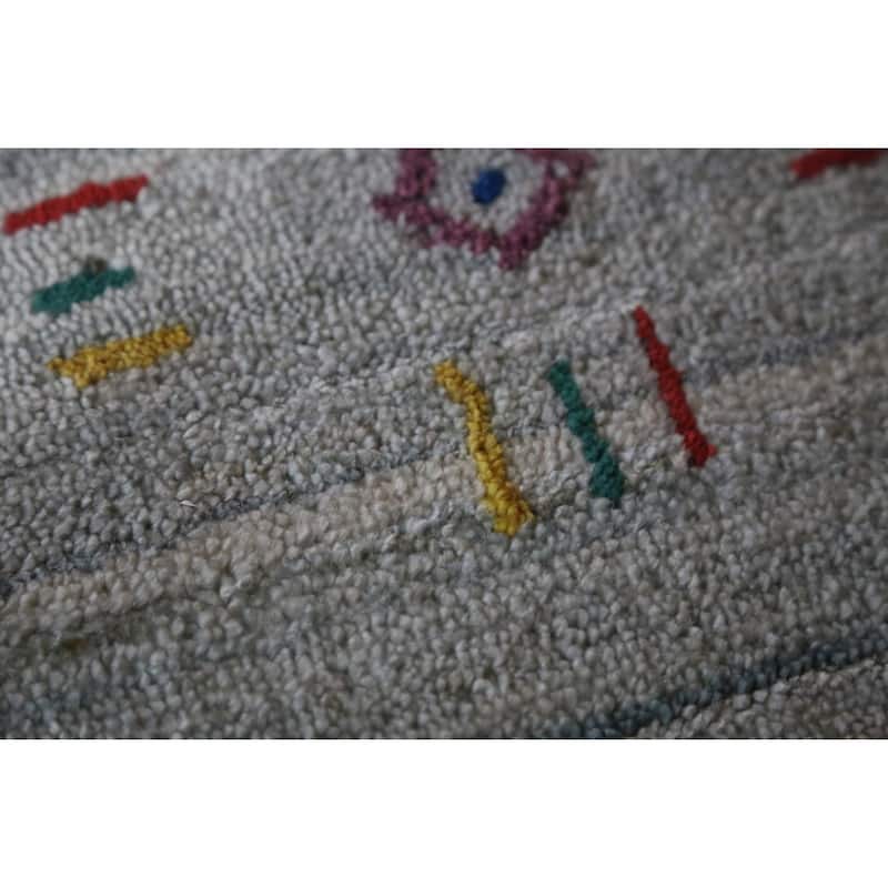 Hand Knotted Oriental 100% Wool Carpet Tribal Tribal Greys & Charcoal Gabbeh Area Rug - 12' 2'' X 8' 11''