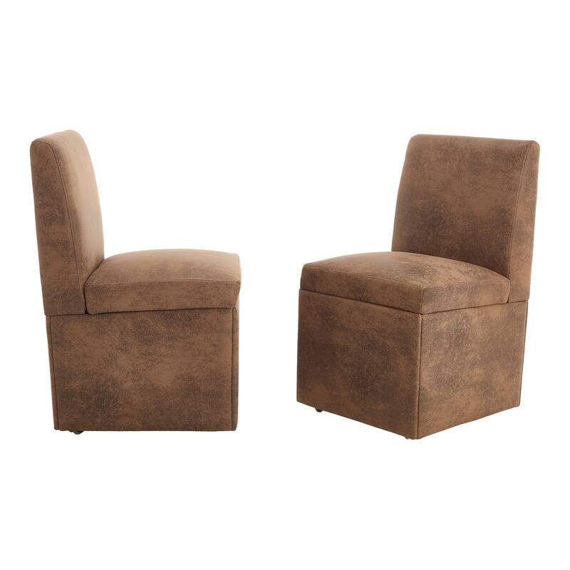 360 Degree Swivel Upholstered Dining Chairs Set of 2,Swivel Dining Chairs with Casters & Storage, Modern Rolling Chair